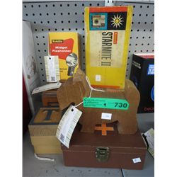 Vintage collectibles: Cameras, locks, carvings etc