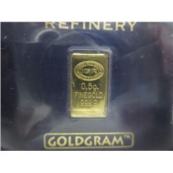 .999 Gold certified & numbered investor's bar