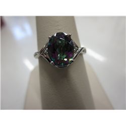 Mystic topaz & diamond cocktail ring in silver