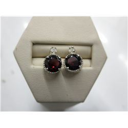 Brand new diamond & garnet earrings in silver