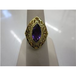 Amethyst & diamond dinner ring
