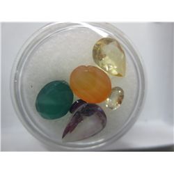 Gem jar filled with 6 assorted gemstones