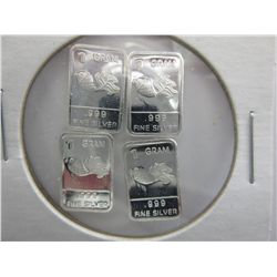 4 x .999 Silver "Koi" Art Bars