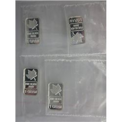 4 x .999 Silver "Canada Maple Leaf" Art Bars