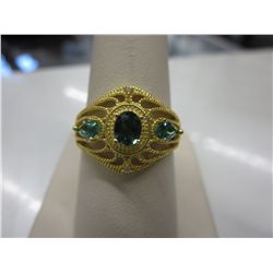 Fancy green quartz & diamond dinner ring