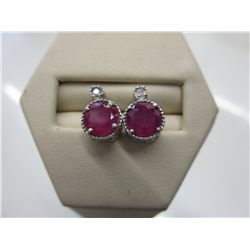 New ruby & diamond stud earrings set in silver