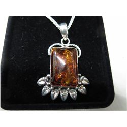 Custom made emerald cut Baltic Amber necklace