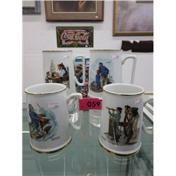 4 Norman Rockwell tankards