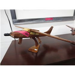 Lacquered wooden plane model - Biplane