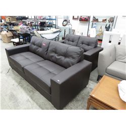 NEW - Dark brown leather sofa & love seat