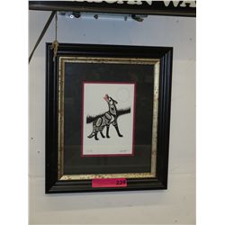 Richard Shorty framed art card "Timber Wolf"