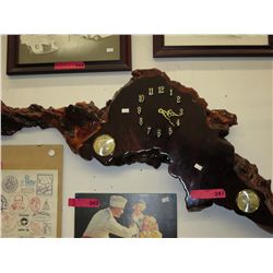Burl clock barometer - 3" x 19" x 38"