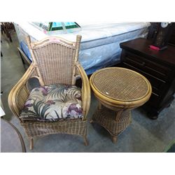 Rattan chair and side table