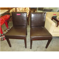 NEW - 2 Brown leather dining chairs