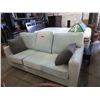 Image 1 : Blue microfiber sofa - Floor Model with Shipping Scuffs