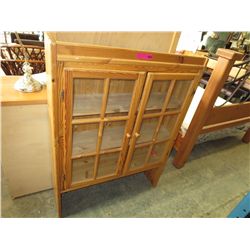Pine glass door hutch