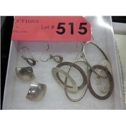 3 Pairs of sterling silver earrings - estate