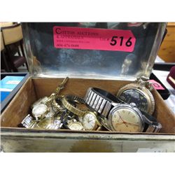 Antique Sheffield plate box & vintage watches