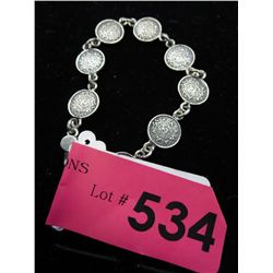 Silver Mexican Mayan calendar bracelet