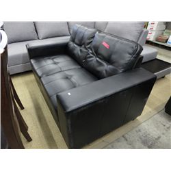 NEW Black bonded leather love seat.