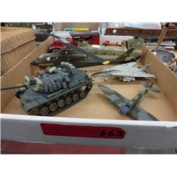 Collection of model cars, tanks and planes