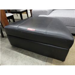 Black leather storage stool