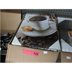 Case of canvas print coffee cup pictures