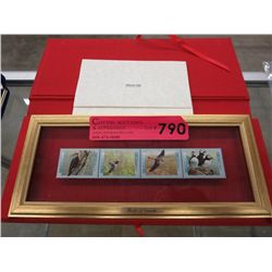 Birds of Canada stamps in frame