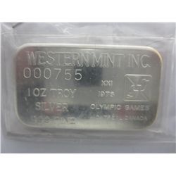 Rare 1976 .999 silver Montreal Olympic bar