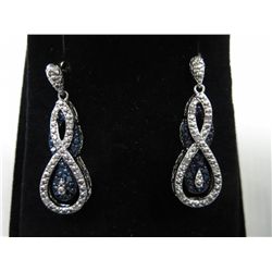 Brand new blue & white diamond twist earrings