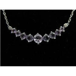 Amethyst & diamond journey necklace set in silver