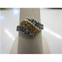1+CT fancy yellow & blue diamond dinner ring