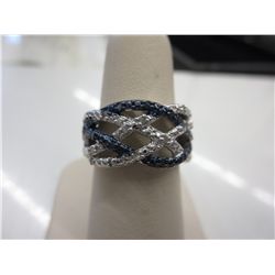 Ladies blue & white diamond twist dinner ring