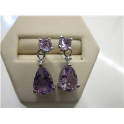 2.52 CT amethyst & diamond dangle earrings