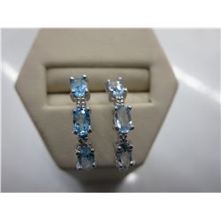 Blue diamond & topaz half hoop earrings