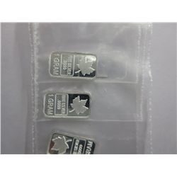 4 x .999 silver "Canada Maple Leaf" bars