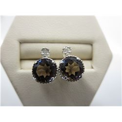 Brand new brown topaz & diamond earrings