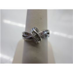Ladies diamond studded silver ring