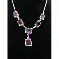 Emerald cut Watermelon Tourmaline necklace