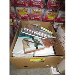 Box of new stationery & journal books, etc