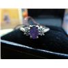 Image 1 : 10KT Yellow Gold - Amethyst & Diamond ring