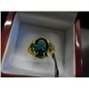 Image 1 : Sterling Green Crystal dinner ring - Gold plated