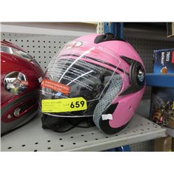 Pink helmet with visor - new