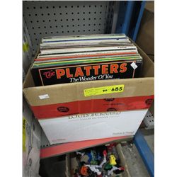Box of vintage LP records, approx. 30