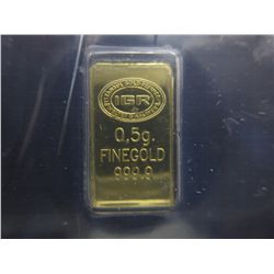 0.5g .999 pure fine gold bar