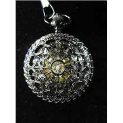 Spider web mechanical skeleton pocket watch