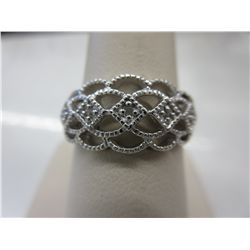 Ladies' diamond sterling silver ring