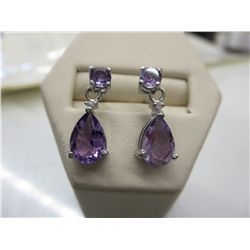 Brand new pair of amethyst & diamond earrings