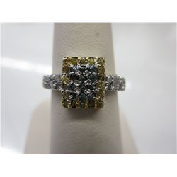 Ladies fancy yellow, blue & white diamond ring
