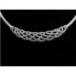 White diamond studded frontal twist necklace
